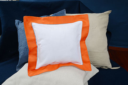 Hemstitch Baby Square Pillow 12x12" with Exotic Orange